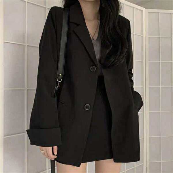 2022 Spring and Autumn New Korean Fashion Loose Casual Elegant Black Small Suit Suit Jacket Women's Fashion