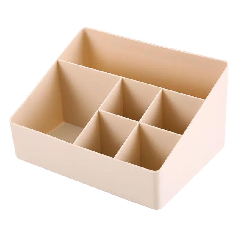 Multifunctional Cosmetic Tool Box 6-Compartment Desktop Storage Box Office Organizing Box Plastic Multi-Compartment Storage Box