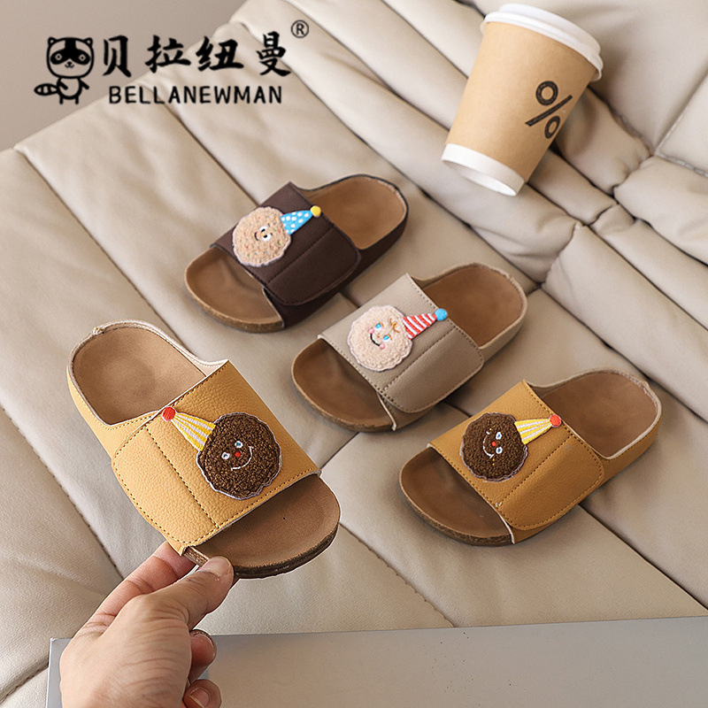 SHEIN Birkenbone Shoes Boys Cork Slippers 2025 Summer New Children's Indoor and Outdoor Children's Slippers