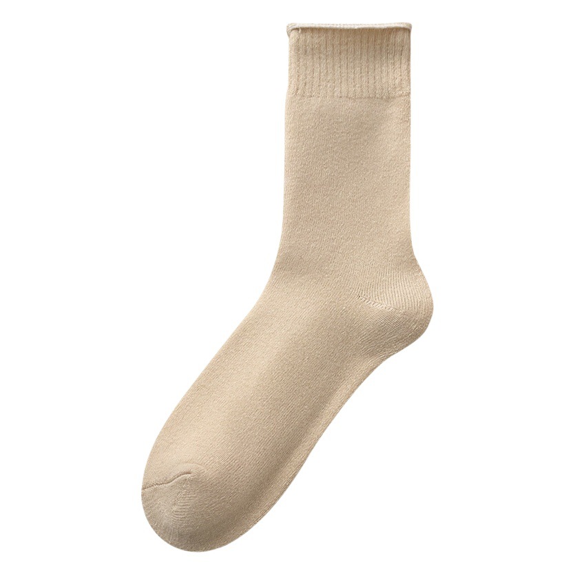 suxinaimin terry socks children's fleece-lined thick cotton socks autumn and winter socks ins trendy warm solid color stockings