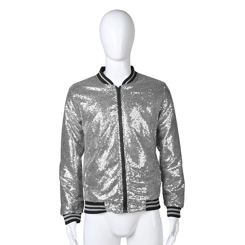 Picture of Foreign Trade Men's plus size Amazon AliExpress Loose Sequin Dance Clothes Zipper Cardigan Jacket Selling Explosions