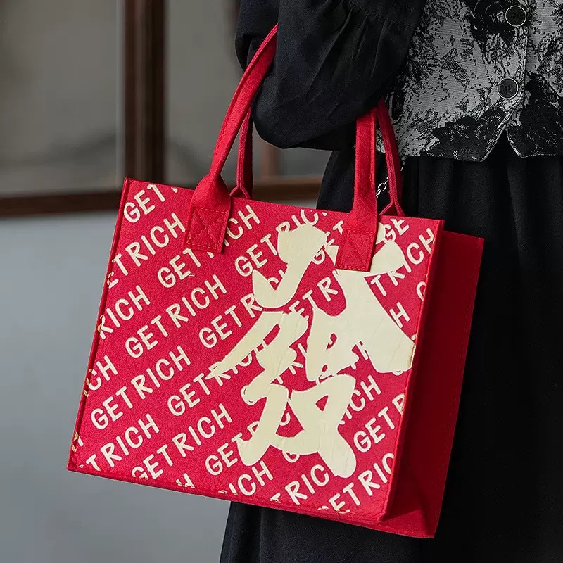 Wholesale felt bag holiday gift event tote bag Xiaohongshu same style custom felt handbag handmade texture