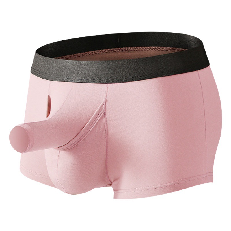2023 New Men's Underwear Elephant Nose Opening Bullet Separated Bamboo Fiber Four Corner Short Pants for Men Wholesale