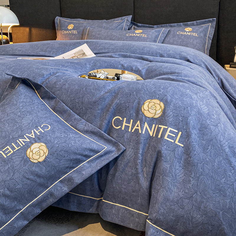 Picture of Light luxury embroidery thickened brushed bedding four-piece quilt cover quilt cover bed sheet three-piece fitted sheet factory wholesale