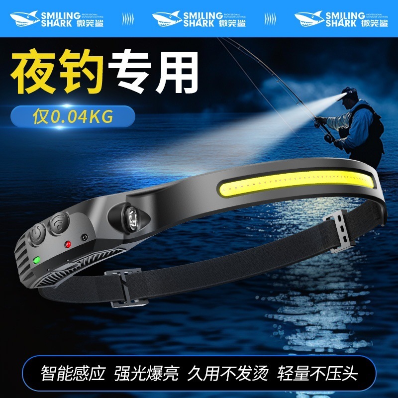 Lightweight headlight, strong light, super bright induction charging, outdoor hiking, mountaineering, and mountain climbing, and the head-mounted lighting is ultra-light