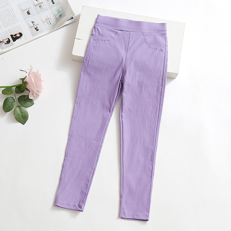 Picture of Girls' Pencil Pants Spring and Summer Thin Candy Color Children's Outer Wear Leggings Big Children's Tight Black Leggings