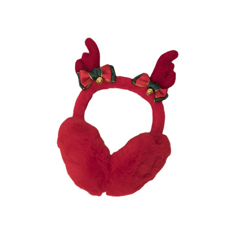 Picture of Christmas antlers foldable children's earmuffs winter warm earmuffs full velvet earmuffs windproof cold protection students ear warming