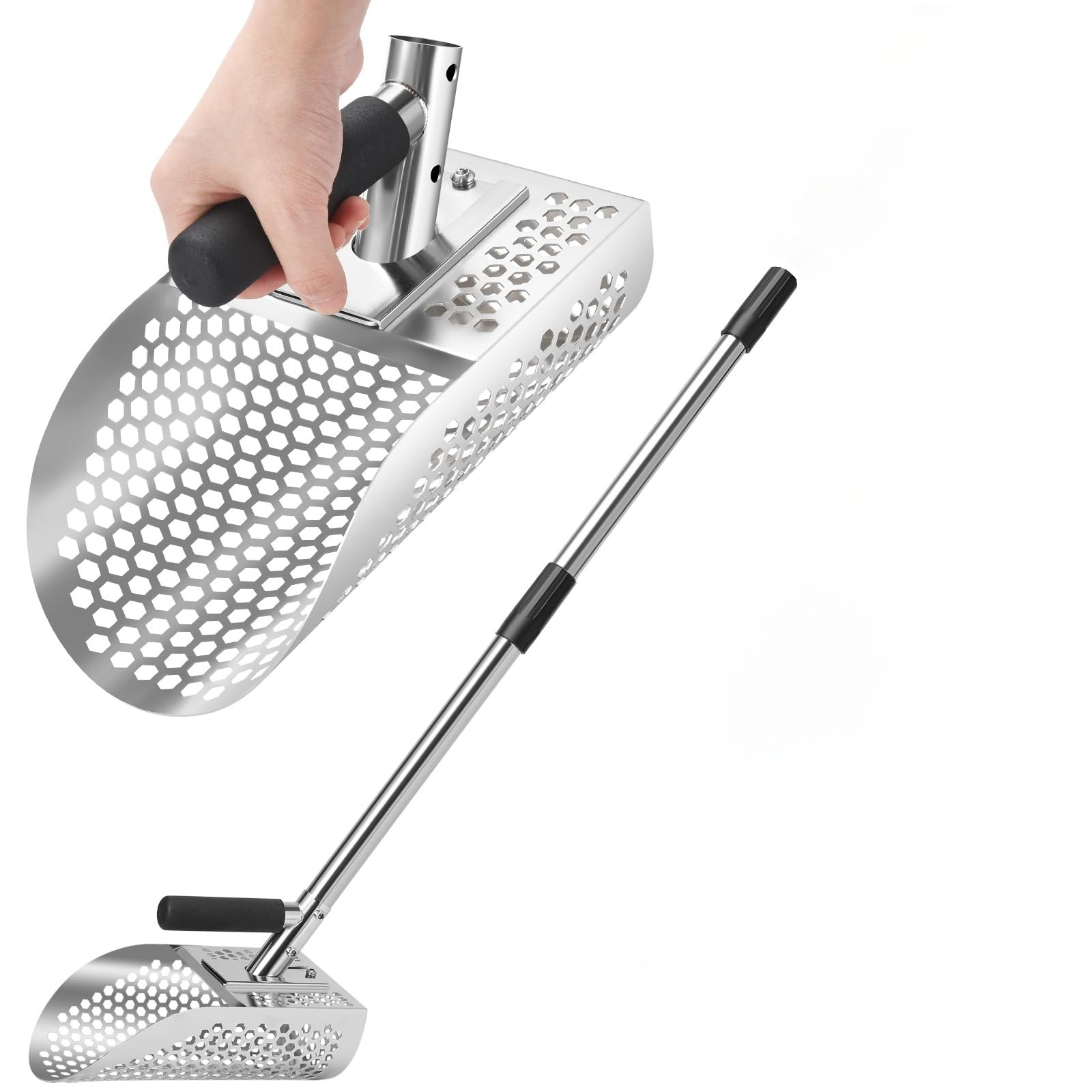 New Gold Rush Hourglass Shovel Removable Handle Thickened Compact Gold Rush Shovel Portable Sea Filter Stainless Steel Shovel