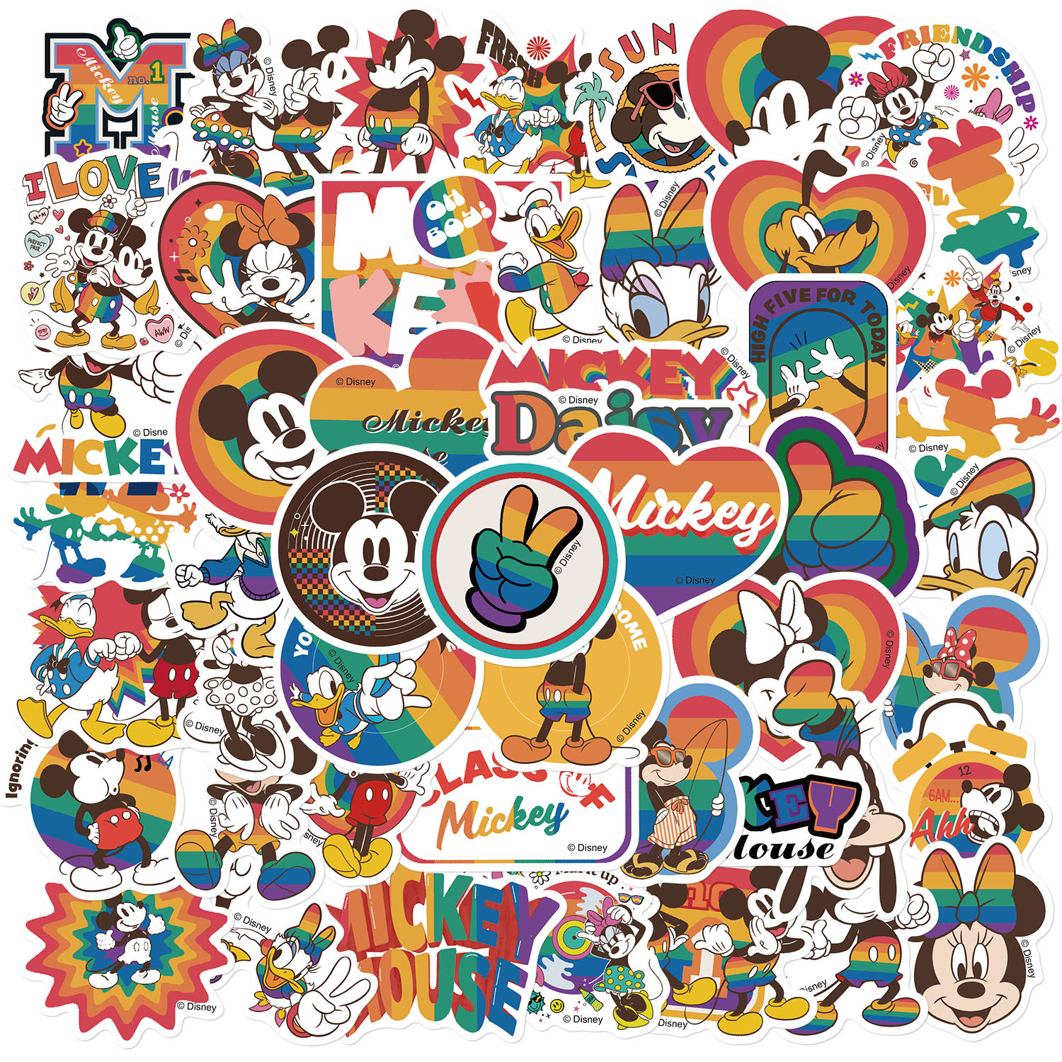 50 cartoon cute colorful Mickey creative personality graffiti stickers DIY mobile phone computer skateboard Cup stickers