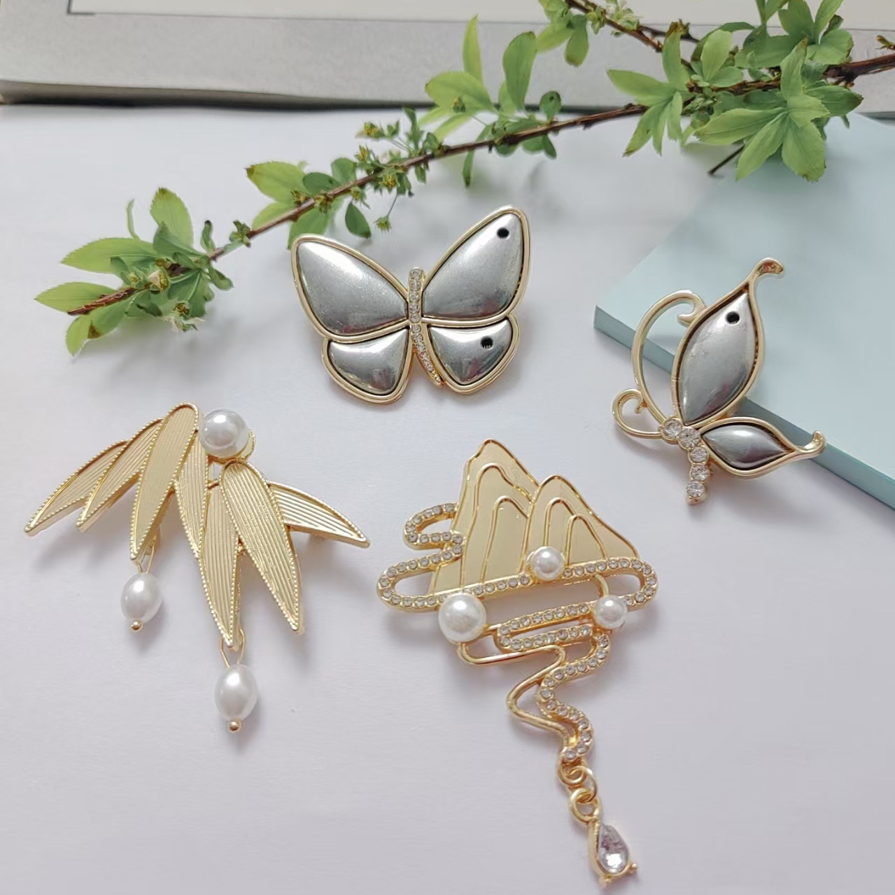 Intangible Cultural Heritage Song Brocade Mother-Of-Pearl DIY Chinese Style New Chinese Brooch Base Other Textiles, Leather
