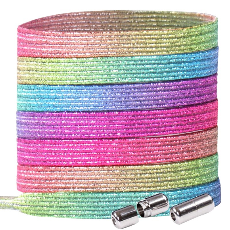 Large quantity of preferential personality lazy shoelace rope tie-free elastic stretch children's personality trend printing white color