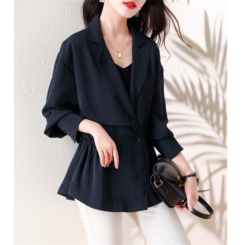 Picture of Real shot autumn new drawstring waist coat temperament short women's trench coat fashion top