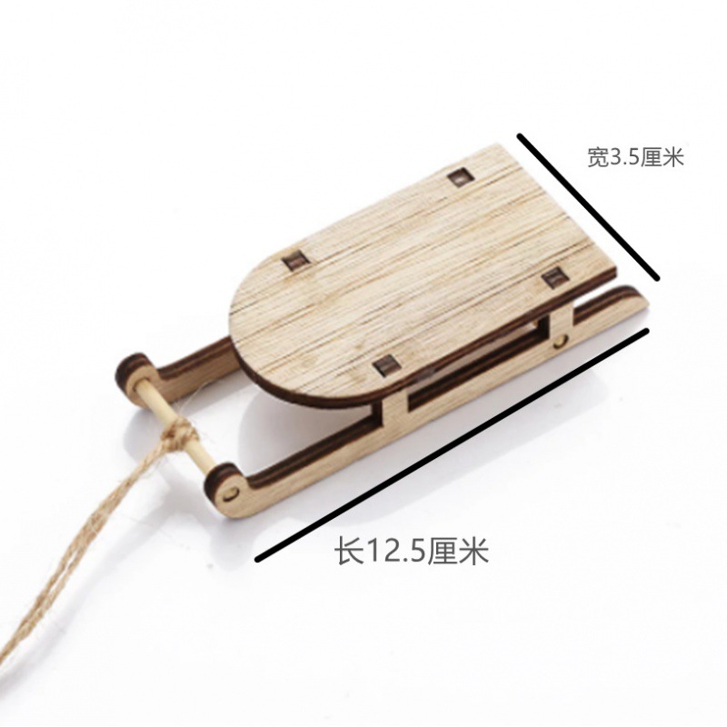 Picture of in stock Christmas Decoration Wooden Sleigh Holiday Assembled Home Mini Sleigh Desktop Pendant Crafts