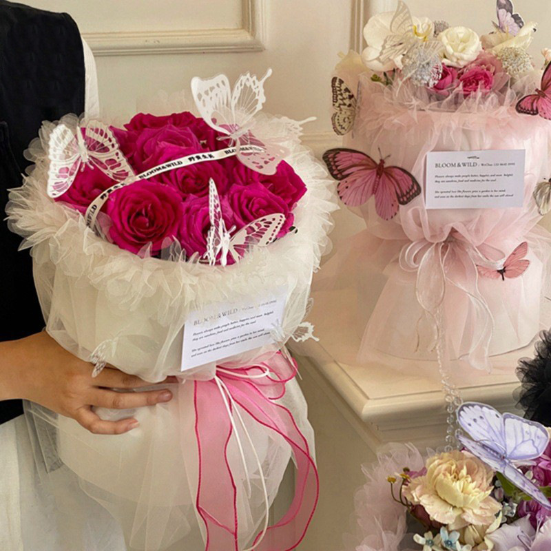 Flying Fairy Gauze White Romantic Valentine's Day Small Fragrance Floral Packaging Material Mesh One-Piece Gauze Handmade Packaging