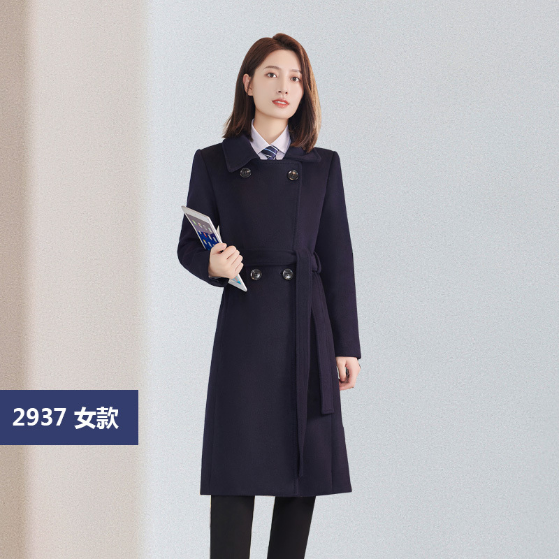 Picture of High-end professional woolen coat long 4s store sales department hotel front desk work clothes woolen coat workwear winter