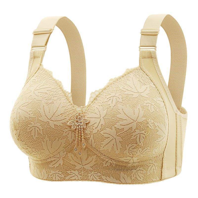 New plus-size gathered thin breast closure anti-sagging bra without wire bra women's adjustable bra