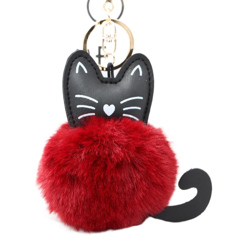 KOOROL cartoon cute kitten fur ball key chain pendant car bag kitten doll plush pendant