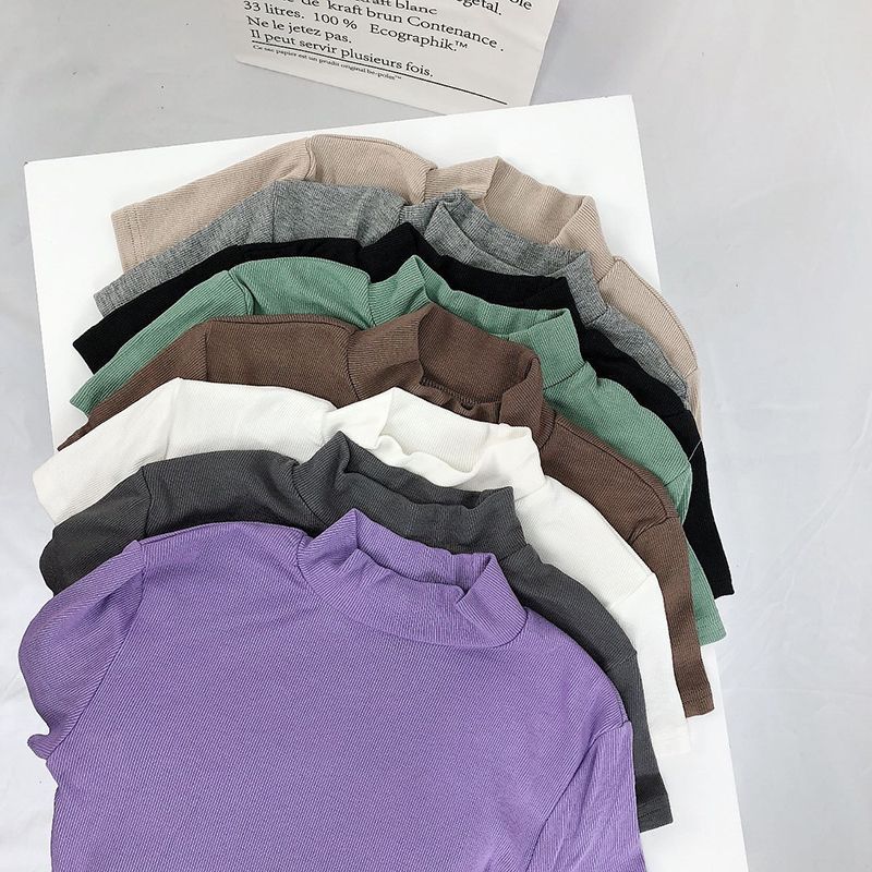 Picture of European and American style hot girl fashion tight turtleneck short sleeve bottoming shirt Women's inner wear slim high waist short T-shirt top