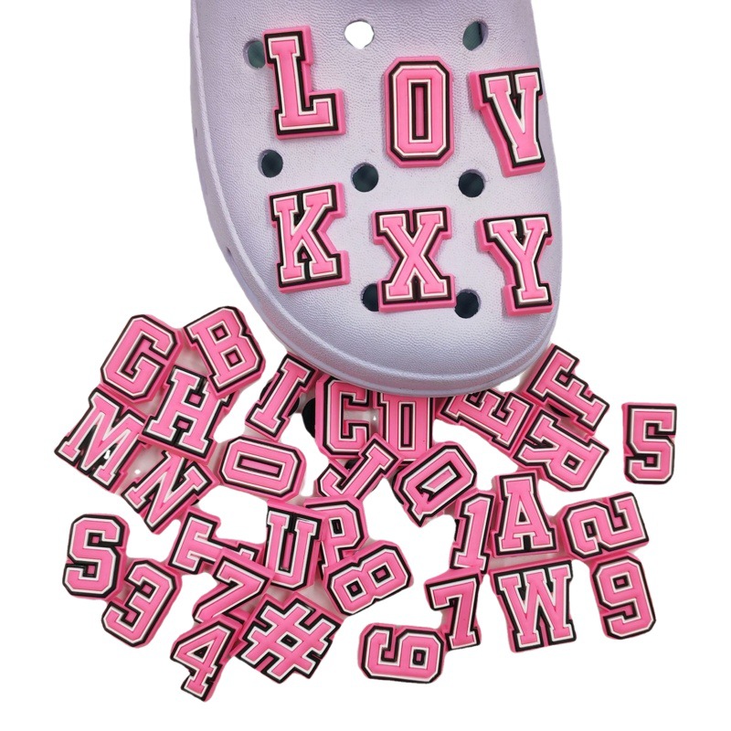 New product letter hole shoes shoes flower shoes diy accessories crcs shoes decoration PVC shoelace buckle numbers