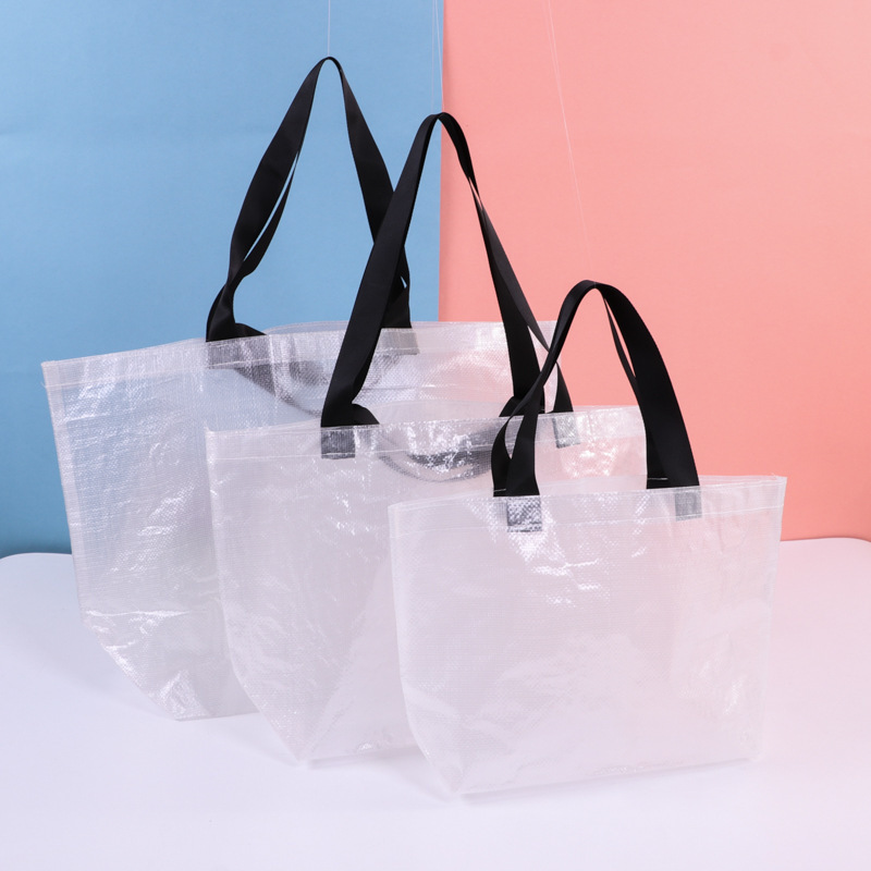 Factory wholesale PP transparent woven bag film takeaway packing bag advertising bag support printing