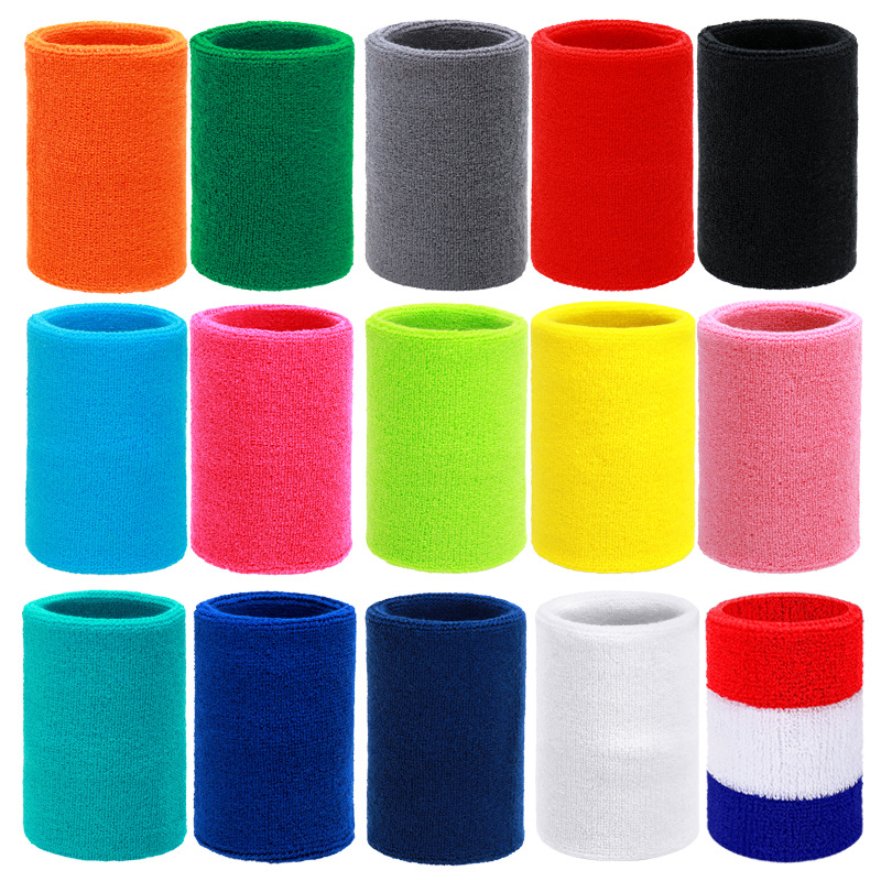 Adult Fitness Basketball Badminton Wristbands Cotton Towel Material Sweat-Absorbent Breathable Non-Slip Sports Wristbands Wholesale