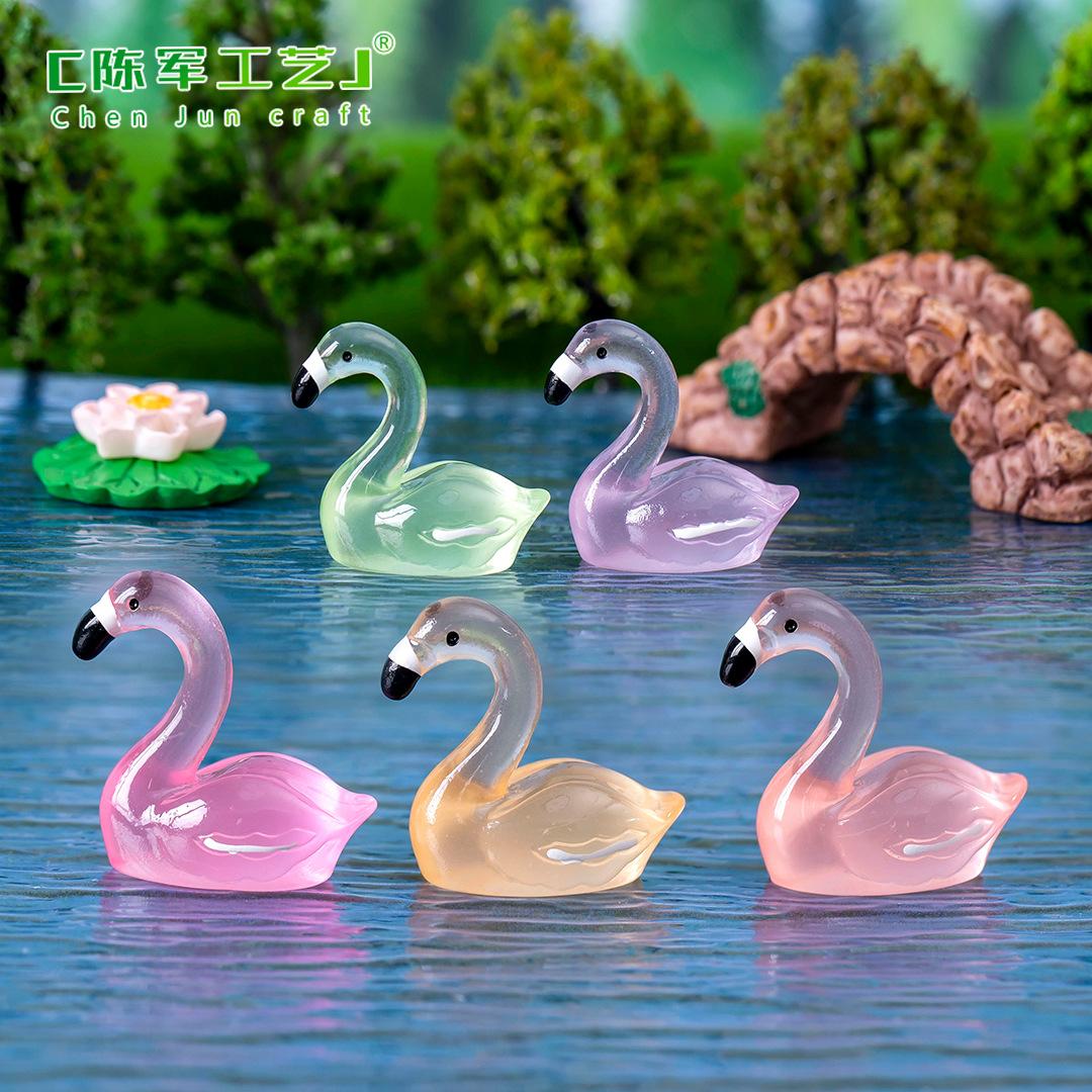 Picture of Micro Landscape Creative Cute Luminous Artificial Flamingo Aquarium Moss Landscaping Decoration Accessories Desktop Small Ornaments