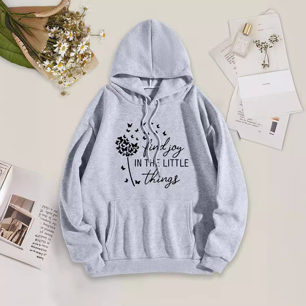 I 'n't'helittle hoodie European and American hooded sweater plain letter sweater Oversized Hoo
