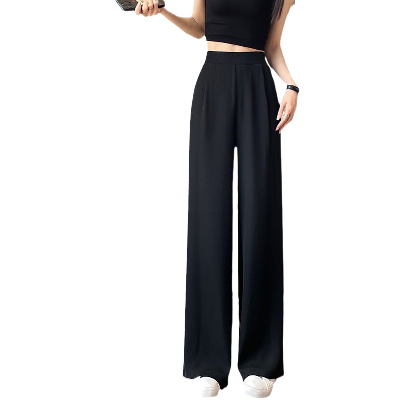 100.00kg plus size suit pants spring and autumn high waist drape wide leg pants new summer thin casual narrow straight women