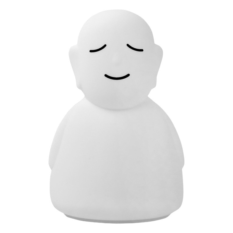Cute Little Buddha Silicone Pat Lamp, Creative Stress-Relief Toy, Indoor Bedroom Atmosphere Desktop Glowing Ornament