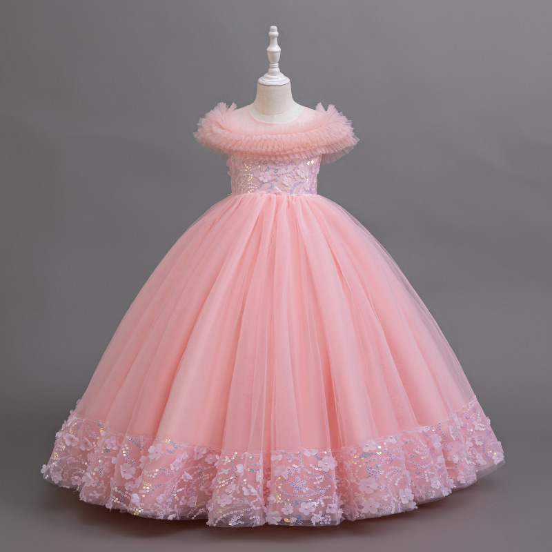 Picture of Cross-border Foreign Trade Girls' Dress Elegant Evening Dress Long Fluffy Skirt Children's catwalk Piano Playing Fluffy Skirt