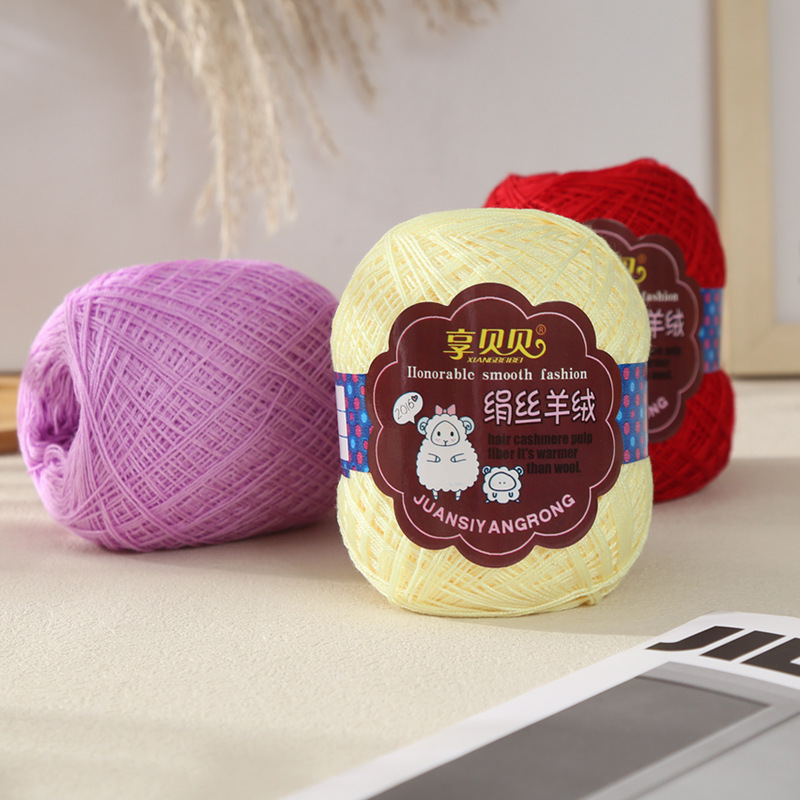 Cross-border Beibei Spun Silk Cashmere Medium-thin Wool Hand-woven Wool Companion Wiring Hand-crochet Lace