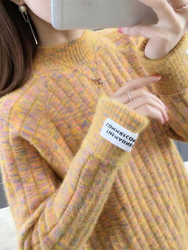 Picture of Women's Sweater 2024 Autumn and Winter New Women's Loose Outerwear Half Turtle Collar Top Popular Thickened Bottoming Shirt