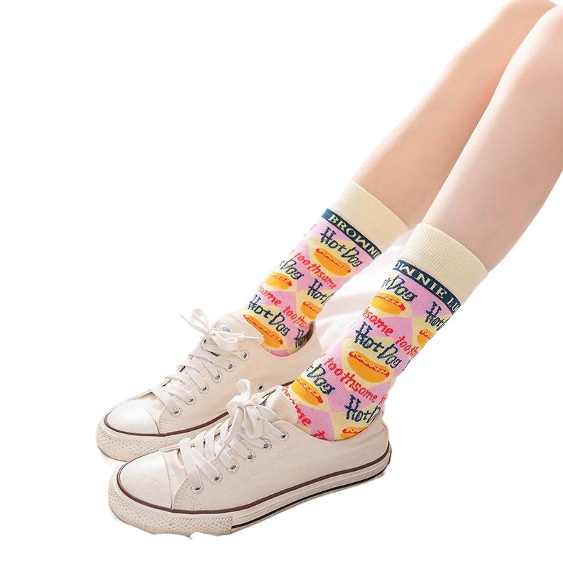 Women's Socks Autumn and Winter New Cotton Lori Fashionable Socks Ins Internet Red Socks Mid-Socks Lolita Style Piled Socks