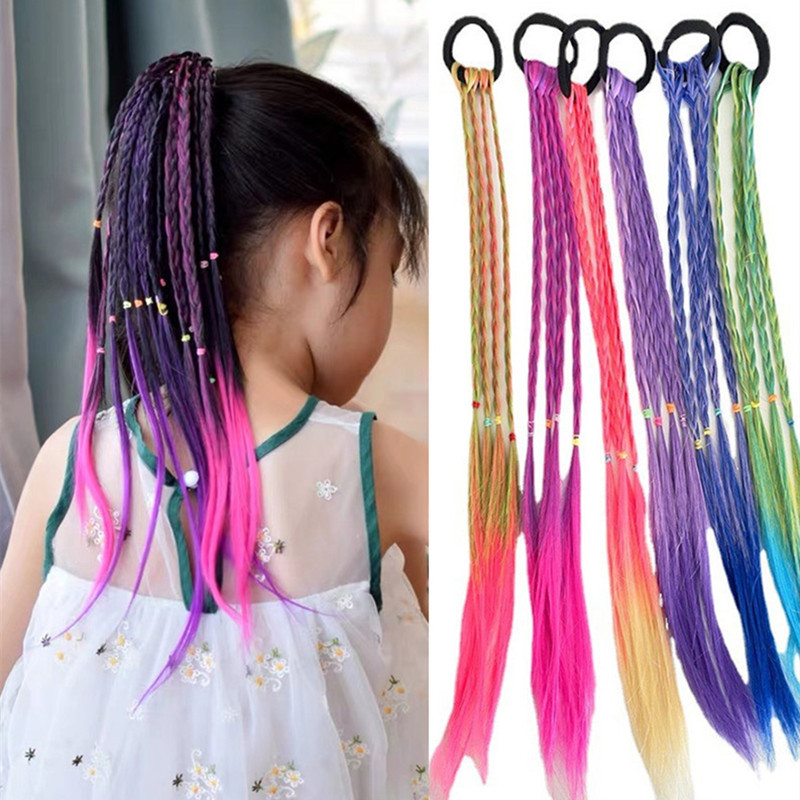 New Girls' Dirty Braid Wig Headwear Style Princess Children's Baby Hair Accessories Hidden Braid Color Braid Hair Rope Hair Rings