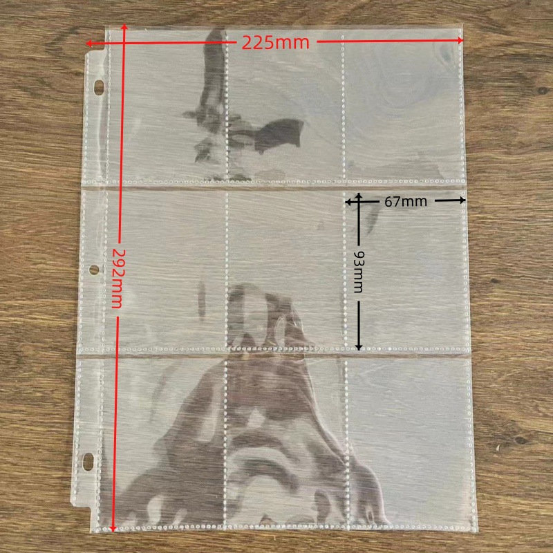 Picture of Card Book Inner Page 9 Palace Loose-leaf Core Game Card Book PP Double-sided 3-hole A4 Transparent Album Replacement Card Book