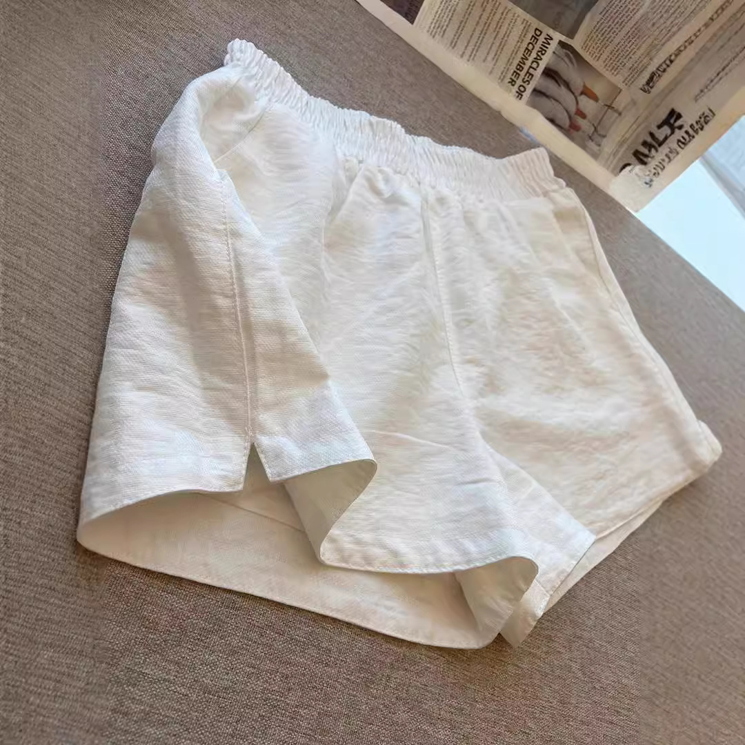 American Style Retro White High Waist Casual Pants Women's Summer Loose Wide Leg Design Chic Casual All-match Trendy Shorts