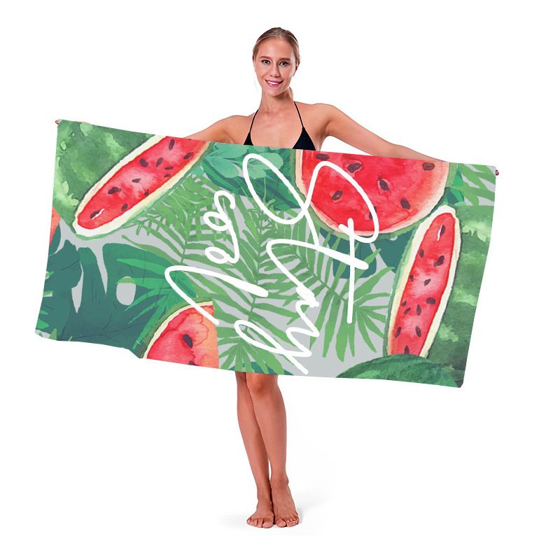 Picture of Cross-border microfiber double-sided velvet beach towel custom LOGO digital printing large bath towel rectangular thick towel
