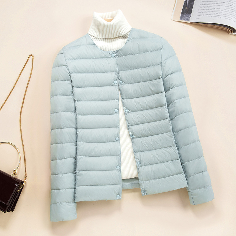 Picture of Lightweight Down Jacket Women's Short New Round Neck Thin Inner Liner Slim-fit Inner Wear Base plus size Jacket Trendy