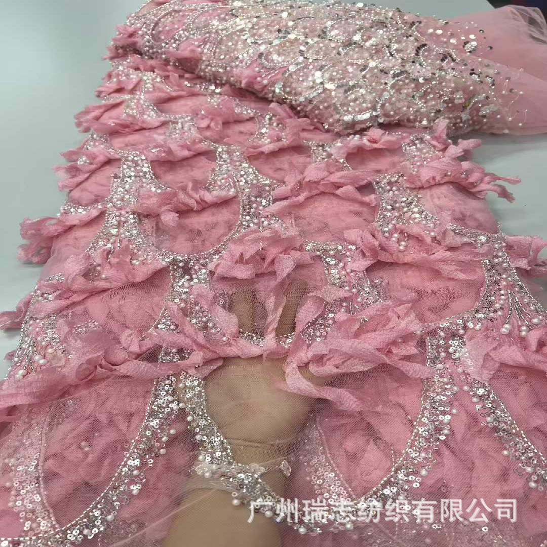 Foreign trade in-stock European and American dresses, tassel styles, lace embroidered fabric platform cake skirts, children's fashion, formal wear fabrics lace