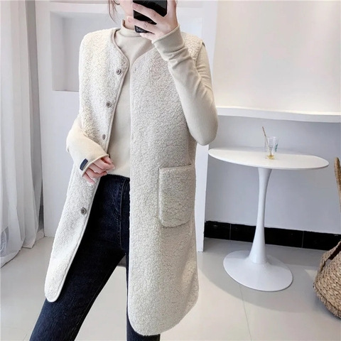 Mid-length Vest Women's Autumn and Winter Mid-length Imitation Lamb Maket Fashionable New Style All-match Women's Jacket