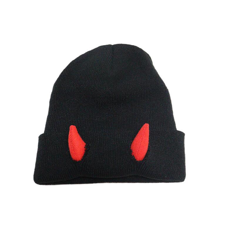 Picture of Autumn and Winter devil horn hat warm knitted wool hat Halloween horn toe cap cross-border new funny hip hop