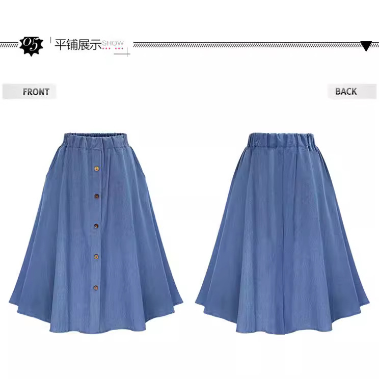 Picture of 2025 European and American Export Cross-Border Ebay Amazon Women's Denim Loose Skirt Summer A-Line Button Elastic Skirt