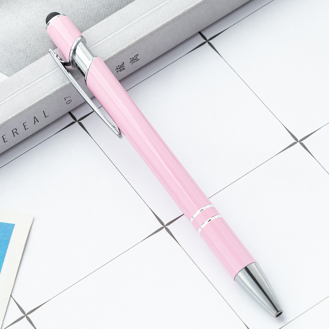 Picture of Spot press pen metal aluminum rod spray glue Press Ball Pen wholesale printable logo aluminum rod touch screen pen