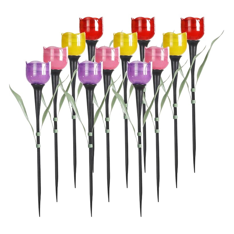 Solar Tulip Flower Lights Led Garden Decorative Lights Plastic Outdoor Waterproof Ground Lights Super Bright