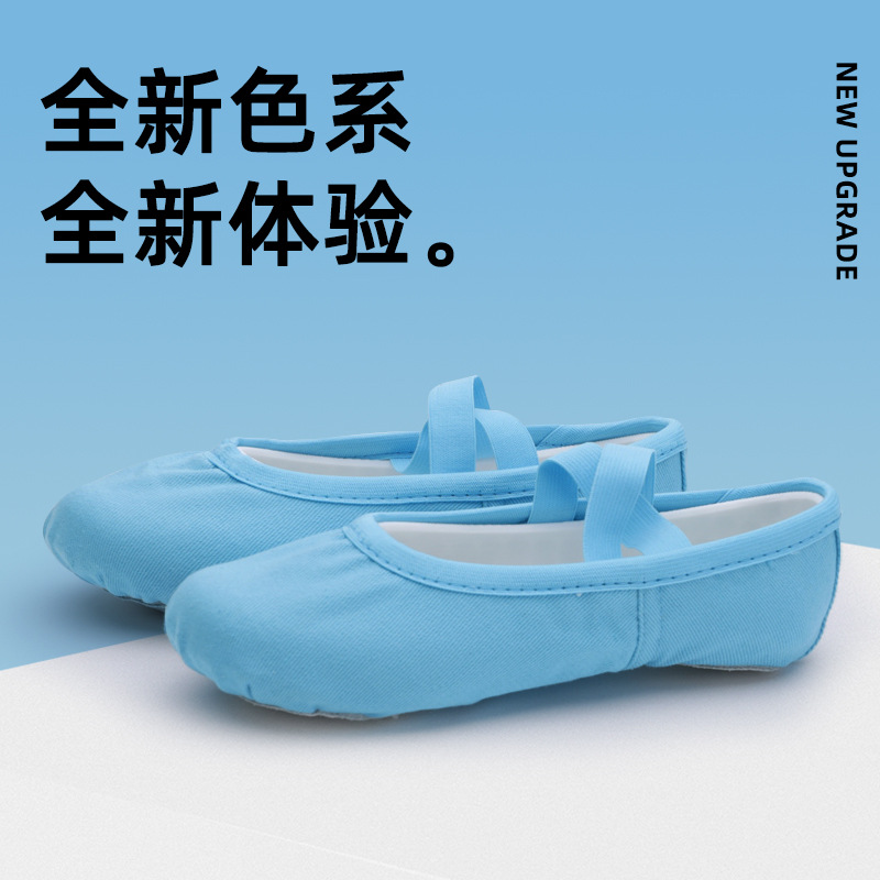 Lace-up Free Blue Dance Shoes Canvas Practice Shoes Soft Sole Breathable Ballet Folk Dance Non-slip Universal Dance Shoes