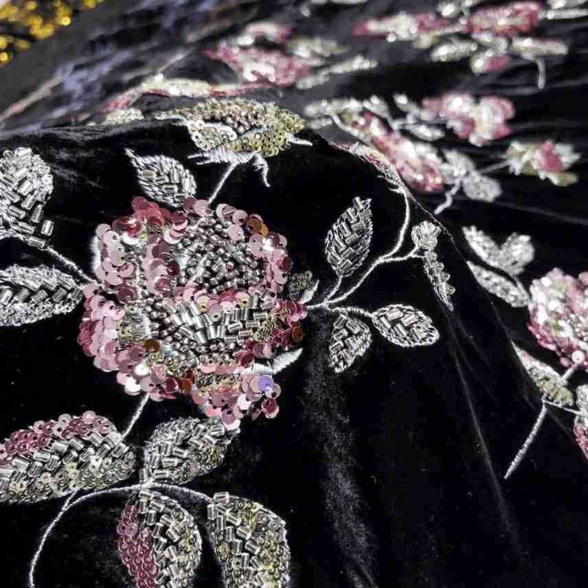 Factory Wholesale 3D Three-Dimensional Flower Bead Tube Sequin Embroidery Trench Coat Wedding Dress Fabric Chanel-Style Suit Fabric