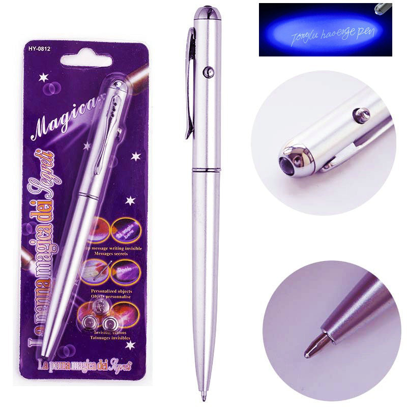 Large-Head Led Pen, the Top Will Light Up, Magic Color-Changing Light Coin Flashlight, Invisible Led Ballpoint Pen
