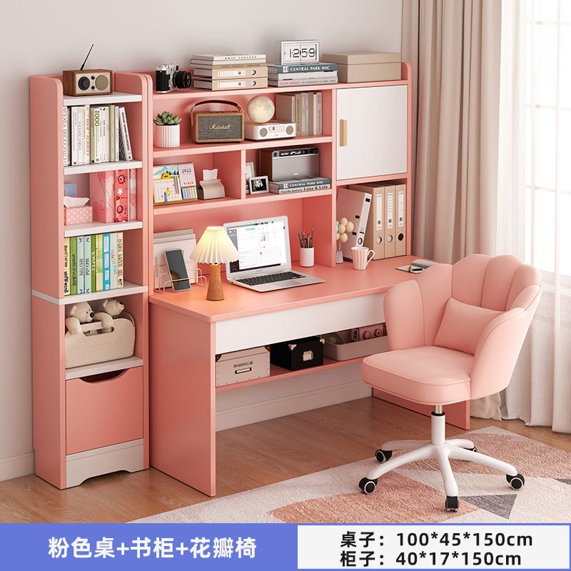 Picture of Student home study desk, children's desk, bookshelf combination table and chair set, simple bedroom, children's writing desk