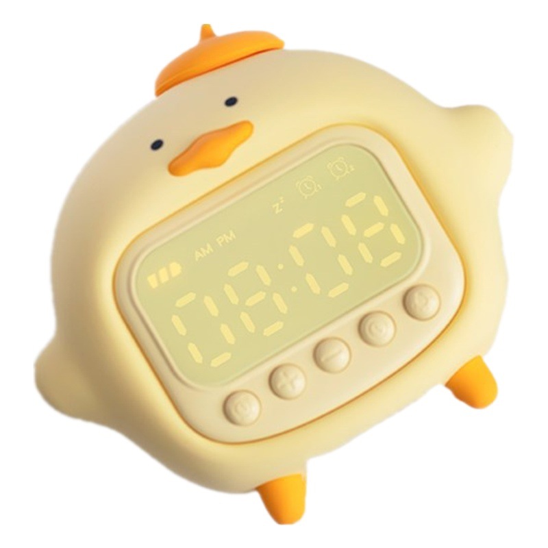 Hug Duck alarm clock children snooze alarm time mobile phone scan code small program clock dimming sleep timing night light