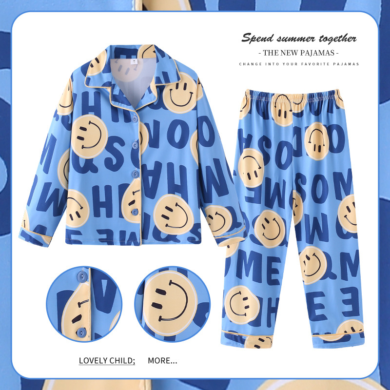 Cross-border Foreign Trade Children's Pajamas Spring and Autumn Cute Cartoon Boys and Girls Long Sleeve Trousers Small and Medium-sized Children's Home Clothes